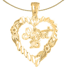 14K or 18K Gold Sweet 16 Heart Pendant