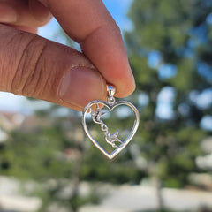 14K or 18K Gold Love Birds Heart Pendant
