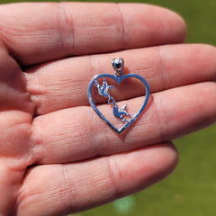 14K or 18K Gold Love Birds Heart Pendant