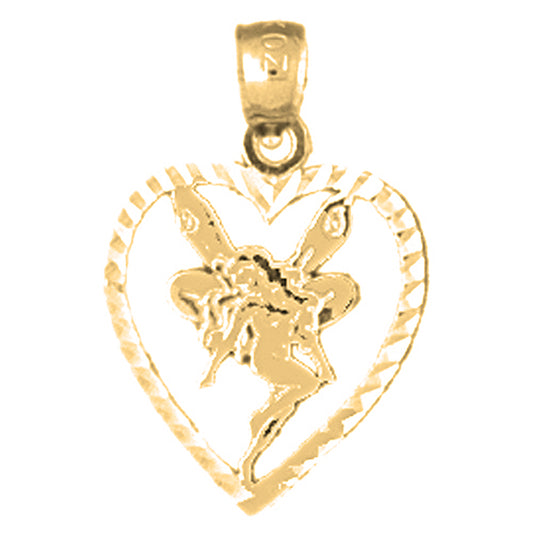 14K or 18K Gold Heart With Fairy Pendant