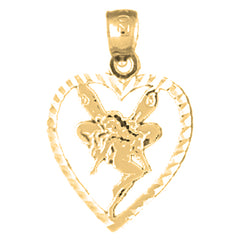 14K or 18K Gold Heart With Fairy Pendant