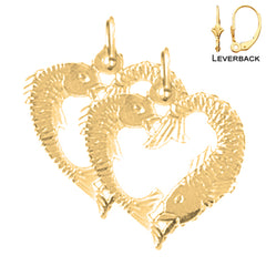 14K or 18K Gold Fish Heart Earrings