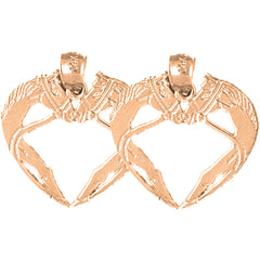14K or 18K Gold 22mm Horse Heart Earrings