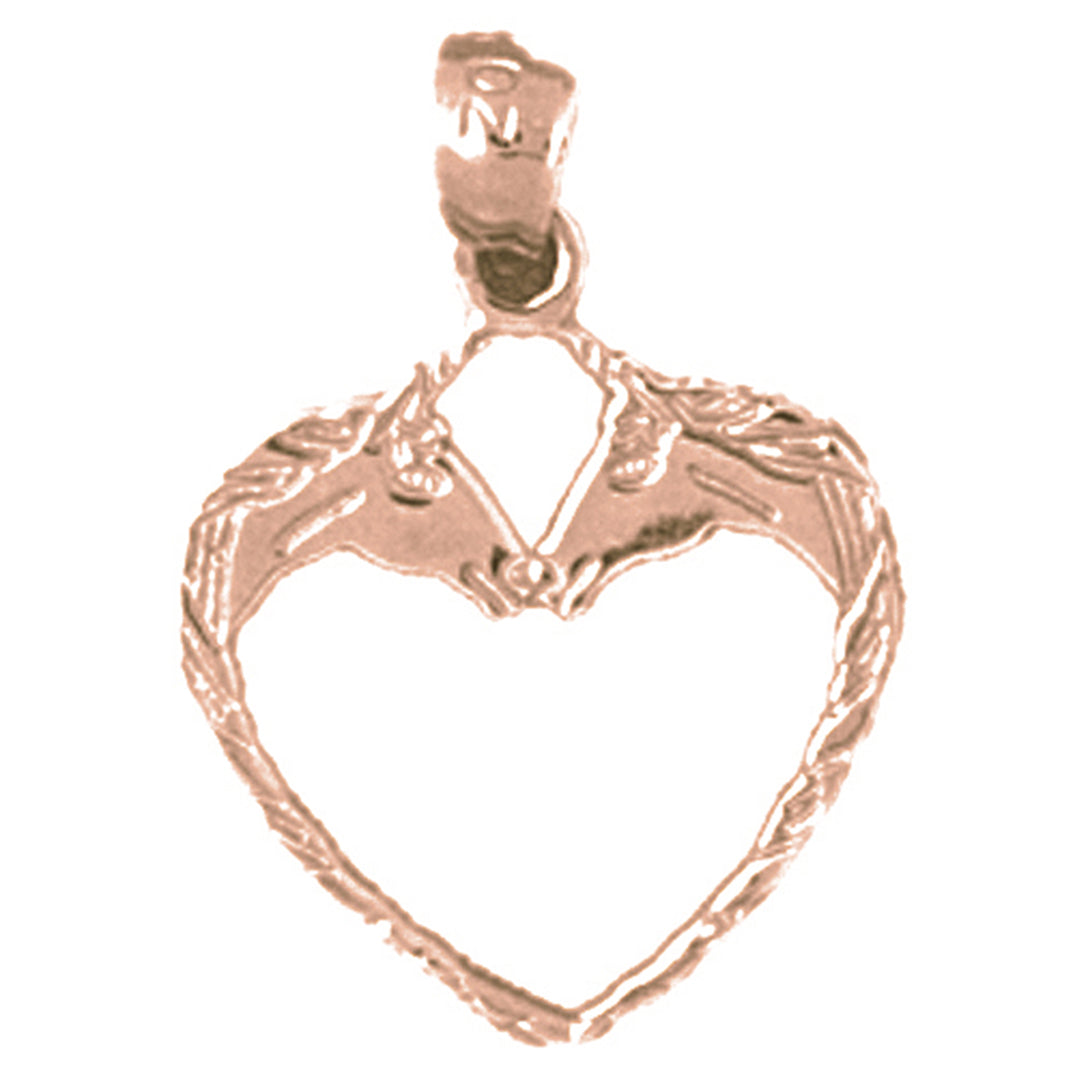 14K or 18K Gold Horse Heart Pendant