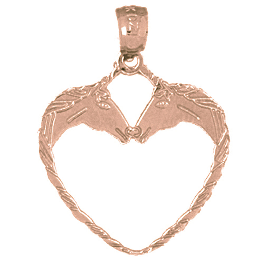 14K or 18K Gold Unicorn Heart Pendant
