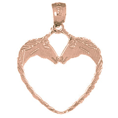 14K or 18K Gold Unicorn Heart Pendant