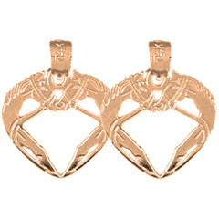 14K or 18K Gold 18mm Unicorn Heart Earrings