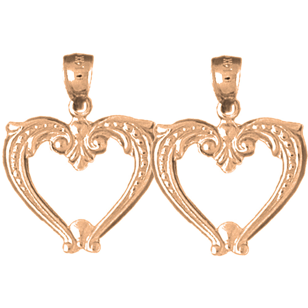 14K or 18K Gold 23mm Dolphin Heart Earrings