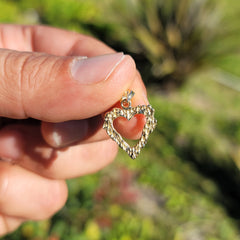 14K or 18K Gold Nugget Heart Pendant