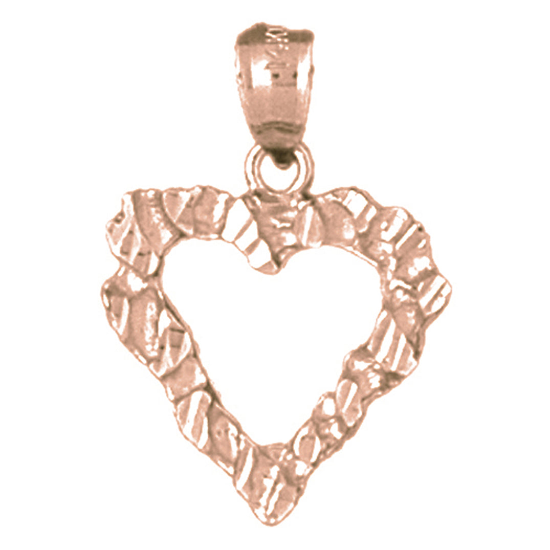 14K or 18K Gold Nugget Heart Pendant