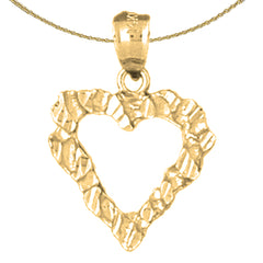 14K or 18K Gold Nugget Heart Pendant
