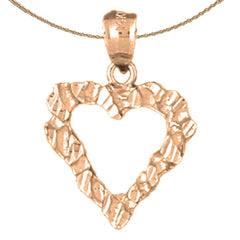 14K or 18K Gold Nugget Heart Pendant