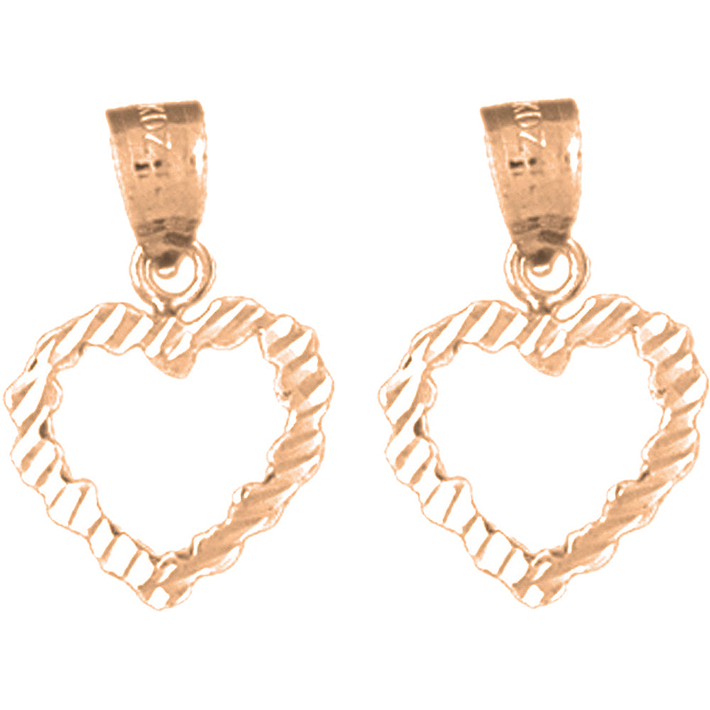 14K or 18K Gold 19mm Nugget Heart Earrings