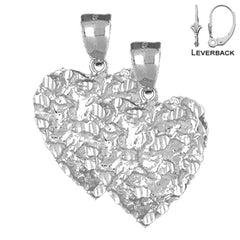 14K oder 18K Gold 31mm Nugget Herz Ohrringe