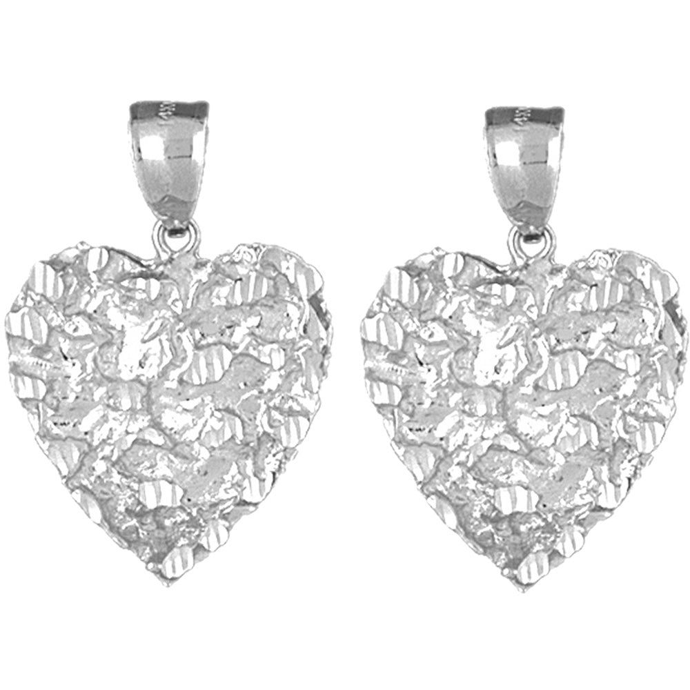 14K or 18K Gold 31mm Nugget Heart Earrings