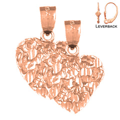 14K oder 18K Gold 21mm Nugget Herz Ohrringe