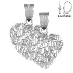 14K oder 18K Gold 21mm Nugget Herz Ohrringe