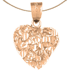 14K or 18K Gold Nugget Heart Pendant