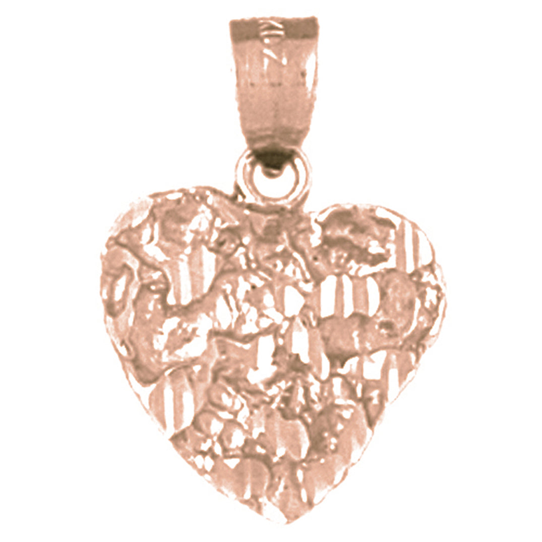 14K or 18K Gold Nugget Heart Pendant