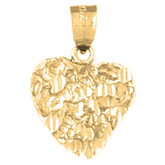 14K or 18K Gold Nugget Heart Pendant