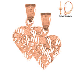 14K oder 18K Gold 21mm Nugget Herz Ohrringe