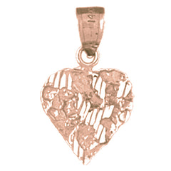 14K or 18K Gold Nugget Heart Pendant