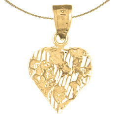 14K or 18K Gold Nugget Heart Pendant