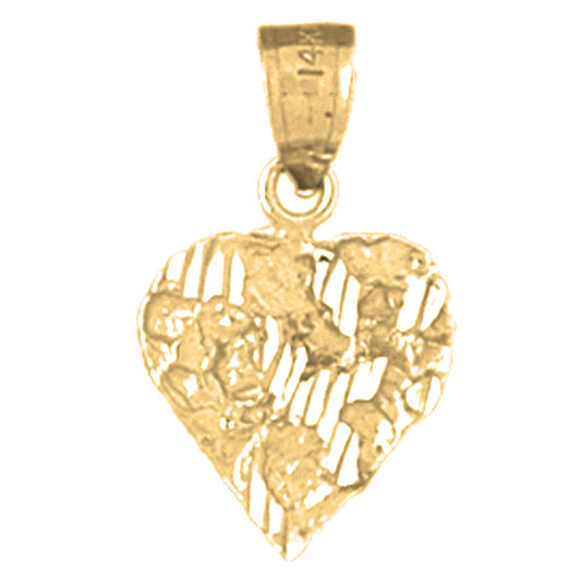 14K or 18K Gold Nugget Heart Pendant