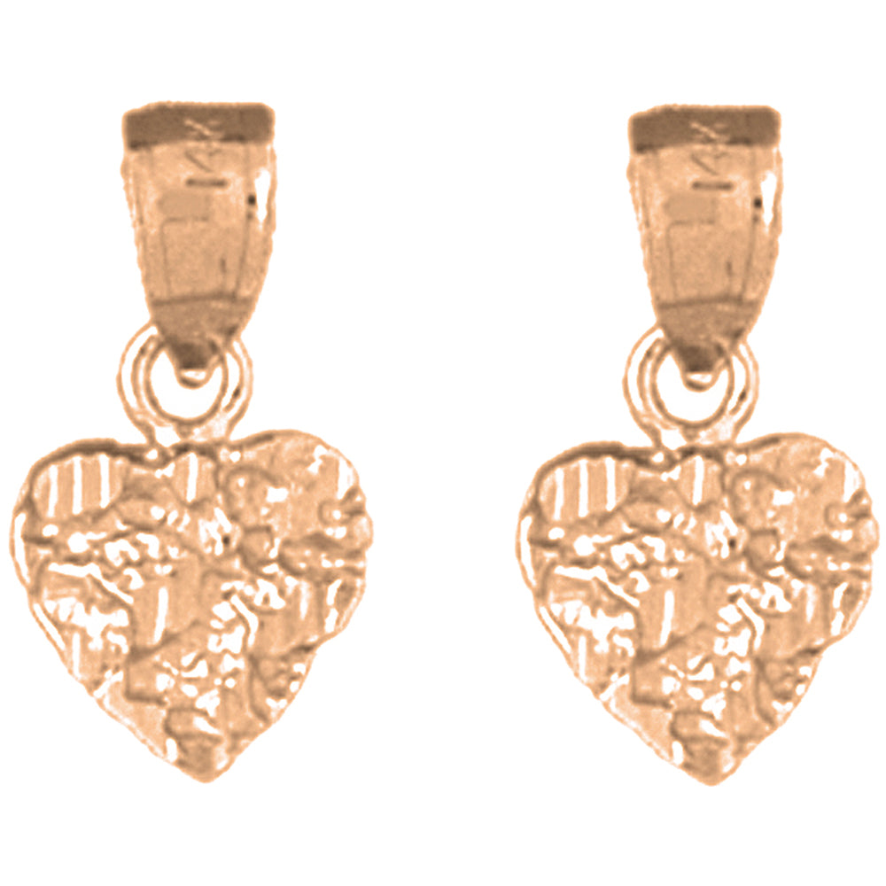 14K or 18K Gold 16mm Nugget Heart Earrings