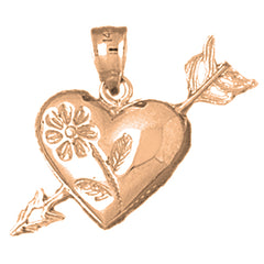 10K, 14K or 18K Gold Heart And Arrow Pendant