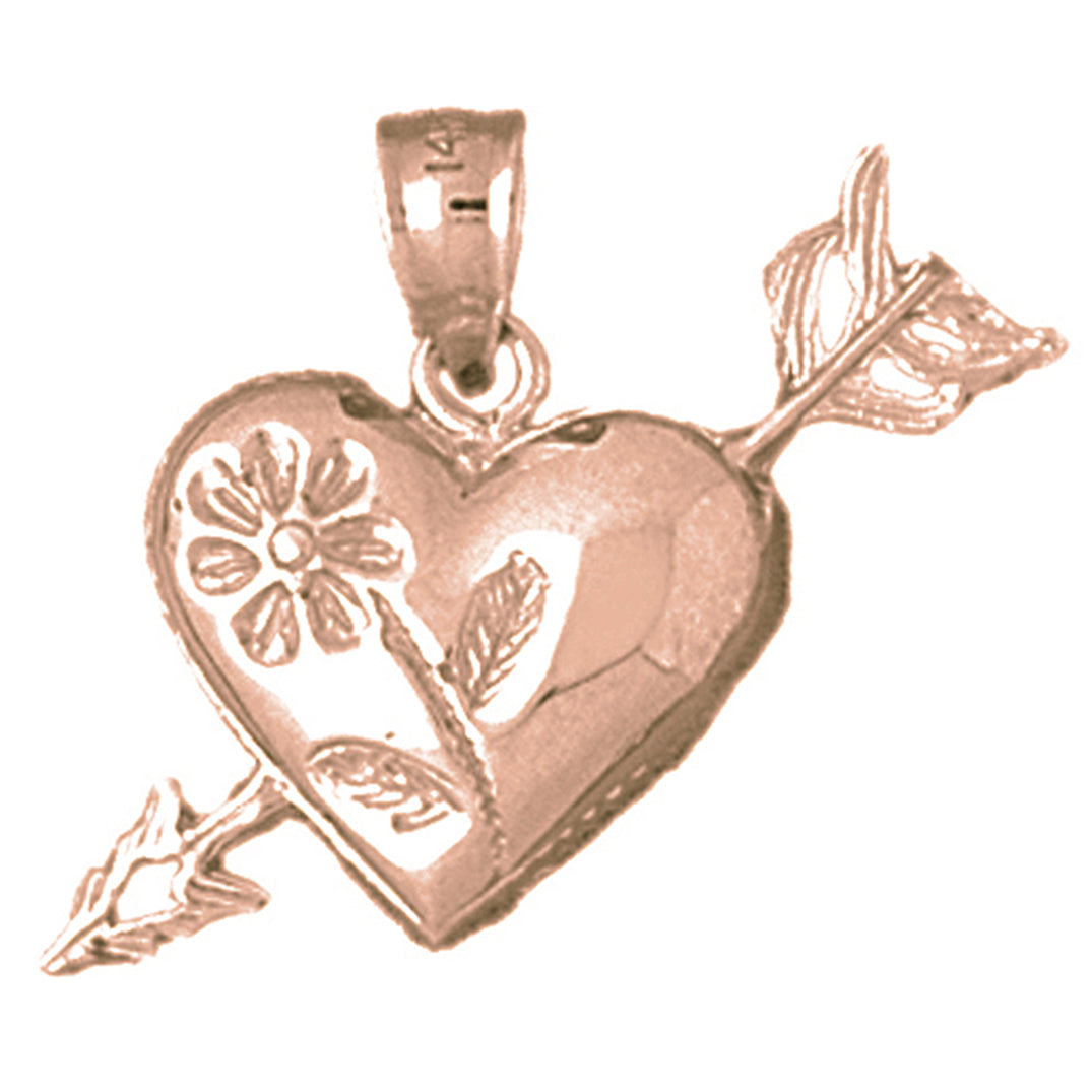 10K, 14K or 18K Gold Heart And Arrow Pendant