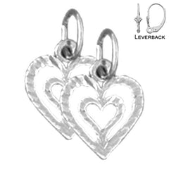 Sterling Silver 14mm Heart Earrings (White or Yellow Gold Plated)