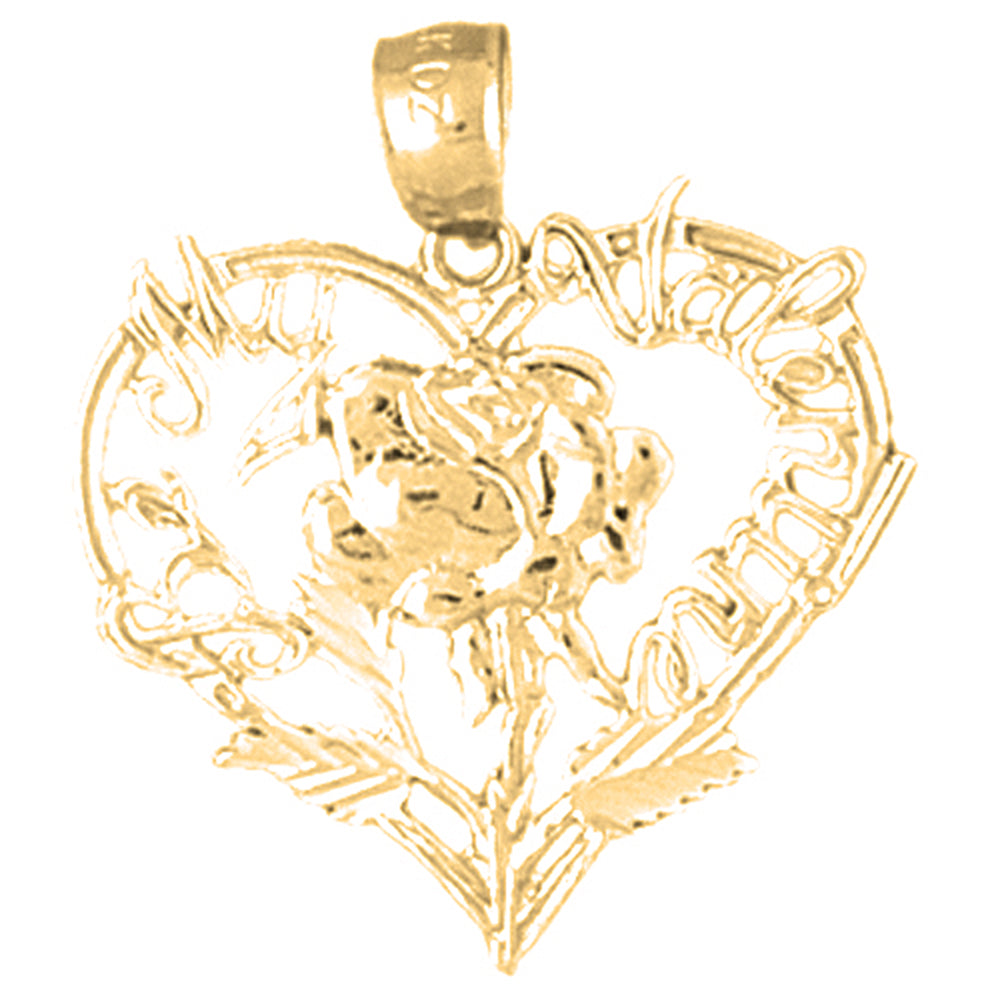 14K or 18K Gold Valentine Heart With Cupid Pendant