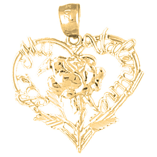 14K or 18K Gold Valentine Heart With Cupid Pendant