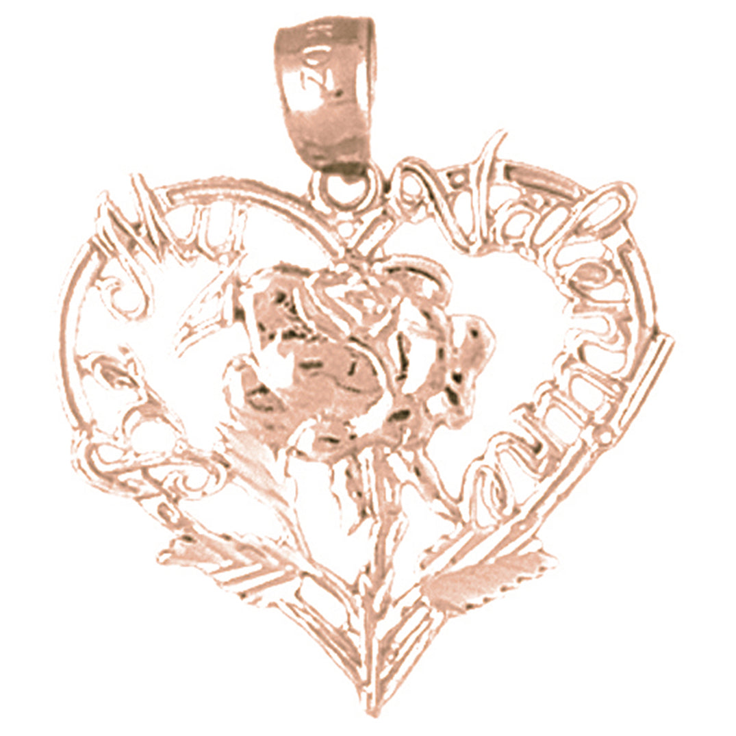 14K or 18K Gold Valentine Heart With Cupid Pendant
