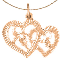 14K or 18K Gold Two Hearts Pendant