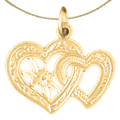 Colgante de Dos Corazones en Oro de 14K o 18K