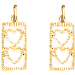 14K or 18K Gold 19mm Heart With Ladder Earrings