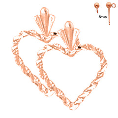 14K or 18K Gold Floating Heart Earrings