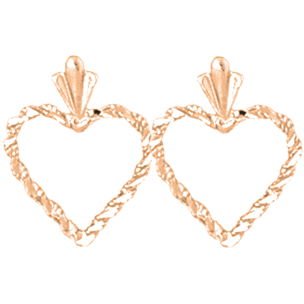 14K or 18K Gold 16mm Floating Heart Earrings