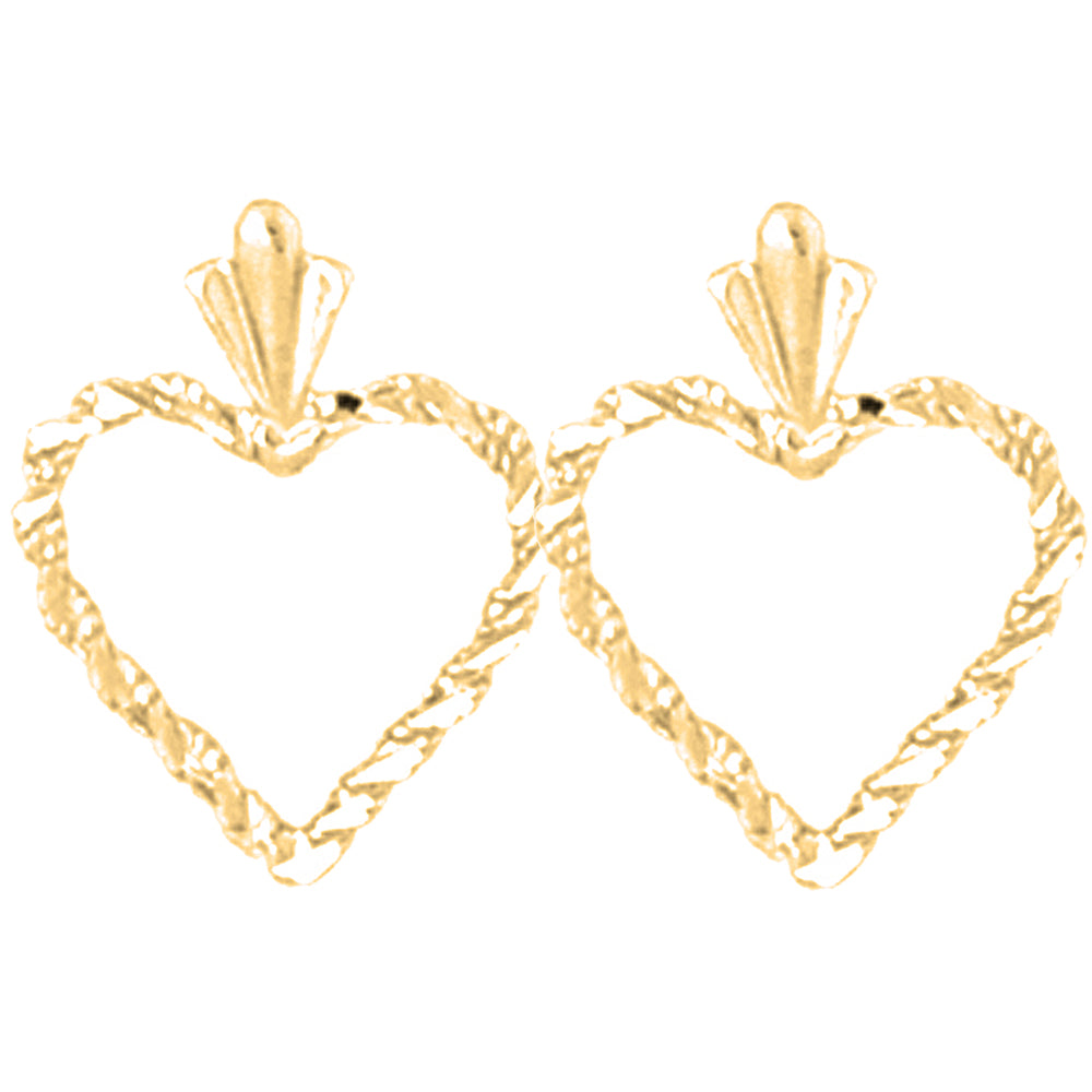 14K or 18K Gold 16mm Floating Heart Earrings