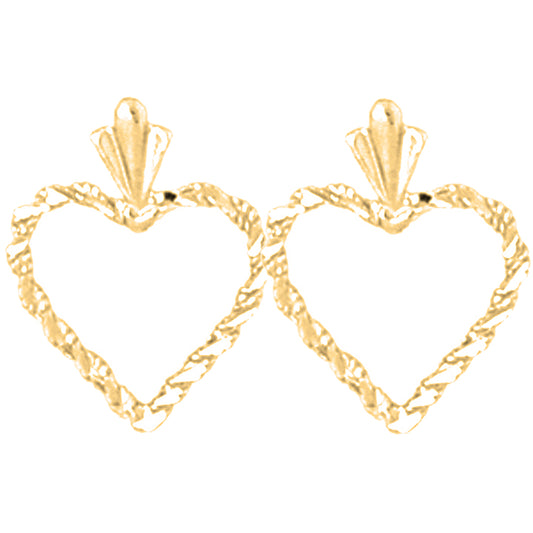 14K or 18K Gold 16mm Floating Heart Earrings