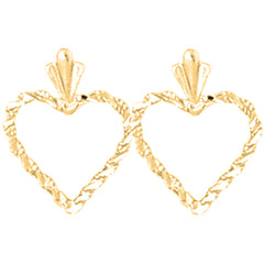 14K or 18K Gold 16mm Floating Heart Earrings