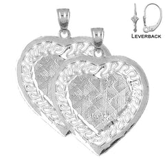Sterling Silver 29mm Heart Earrings (White or Yellow Gold Plated)