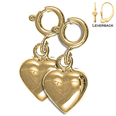 Sterling Silver 15mm Heart Earrings (White or Yellow Gold Plated)