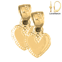 Sterling Silver 13mm Heart Earrings (White or Yellow Gold Plated)