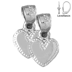 Sterling Silver 13mm Heart Earrings (White or Yellow Gold Plated)