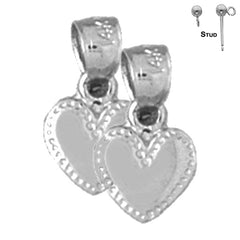 Sterling Silver 13mm Heart Earrings (White or Yellow Gold Plated)