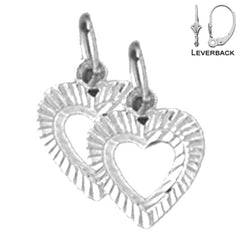 Sterling Silver 13mm Heart Earrings (White or Yellow Gold Plated)