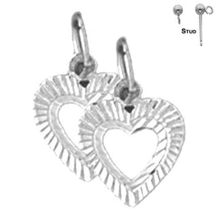 Sterling Silver 13mm Heart Earrings (White or Yellow Gold Plated)